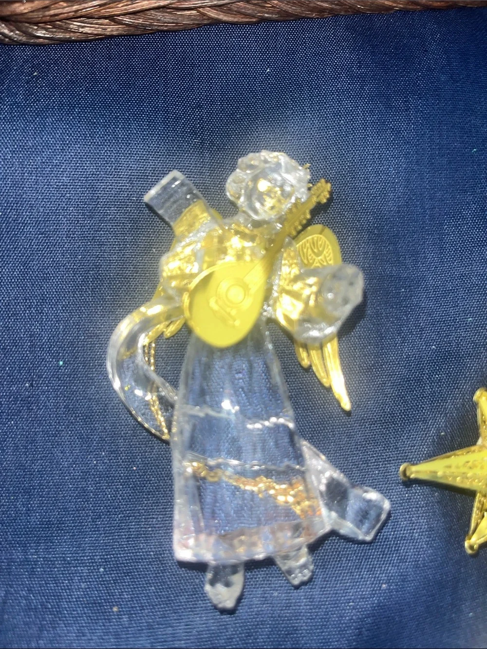 VTG Gold Star and Clear Angel Holiday Ornaments - Set of 2 Roman ,Inc 387
